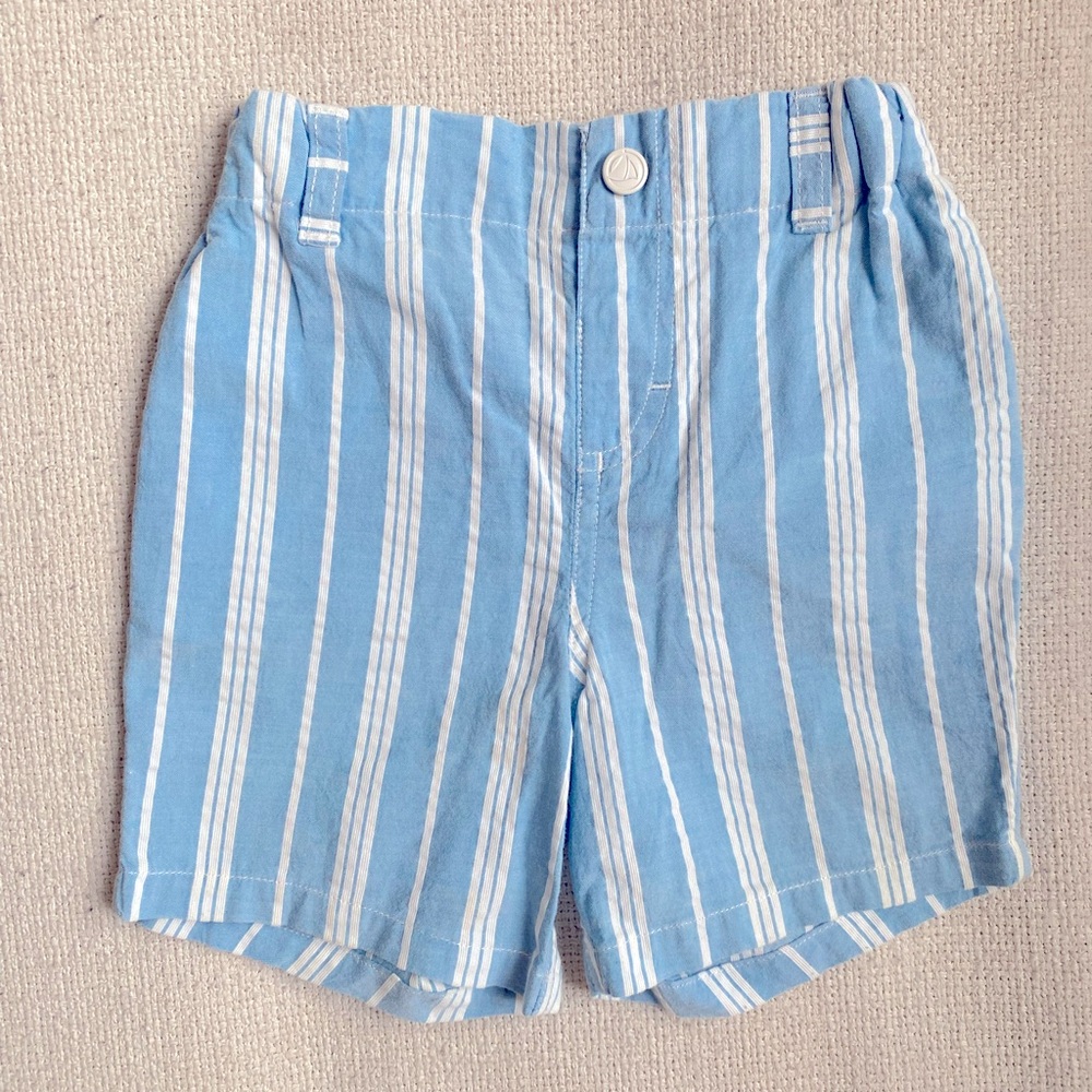 Petit Bateau blue jacquard stripe shorts, sz 18 months